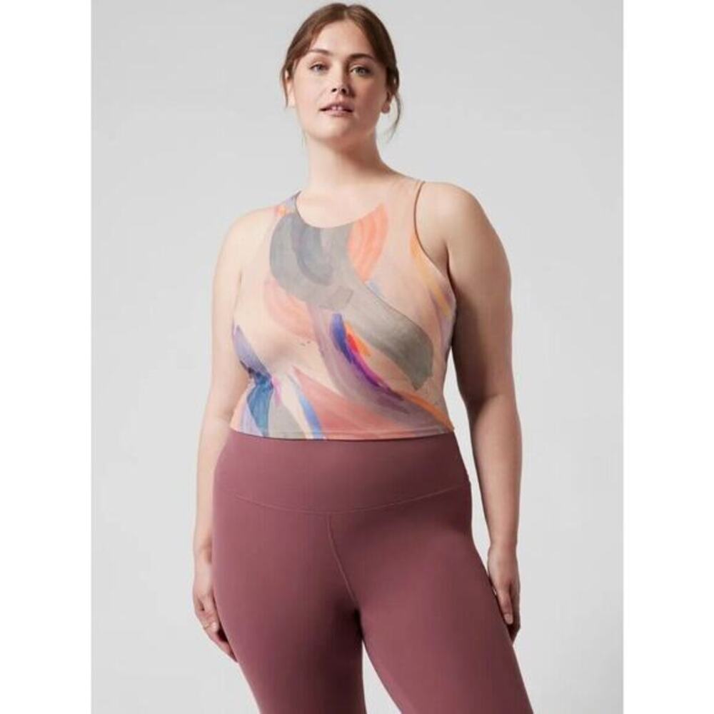 NWT Athleta Conscious Crop Printed D-DD+ Vibrant Pink Orchid 3XL MSRP $64